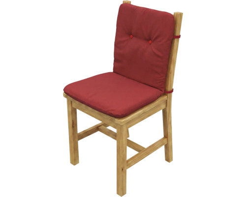 Scaun din lemn cu șezut și spătar tapițate în roșu