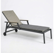 Șezlong de grădină cu roți, spătar reglabil și cotiere