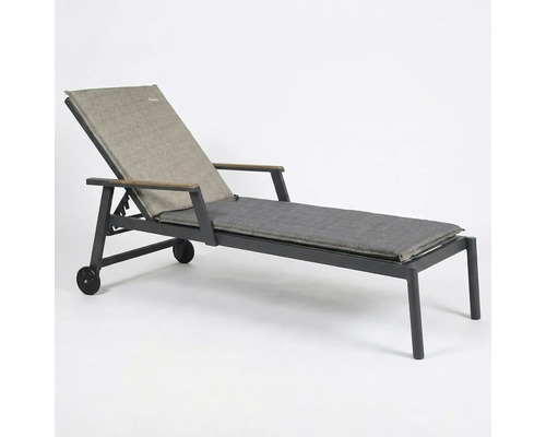 Șezlong de grădină cu roți, spătar reglabil și cotiere