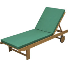 Șezlong din lemn cu căptușeală verde și roți