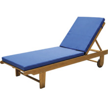 Șezlong din lemn cu căptușeală albastră