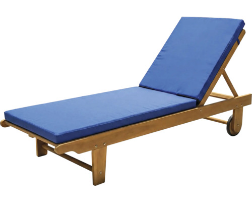 Șezlong din lemn cu căptușeală albastră