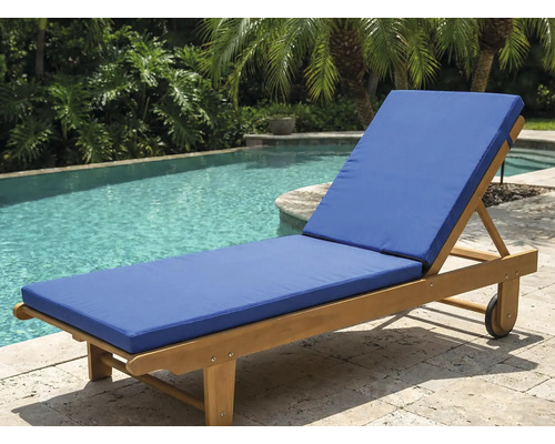 Șezlong cu suport albastru la piscină