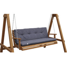 Leagăn de lemn cu tapițerie gri pentru grădină