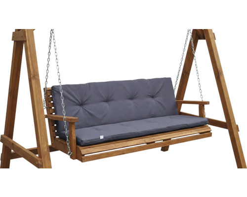 Leagăn de lemn cu tapițerie gri pentru grădină