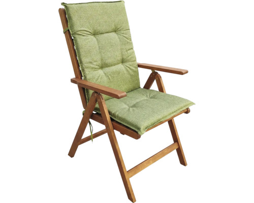 Scaun de grădină din lemn cu căptușeală verde