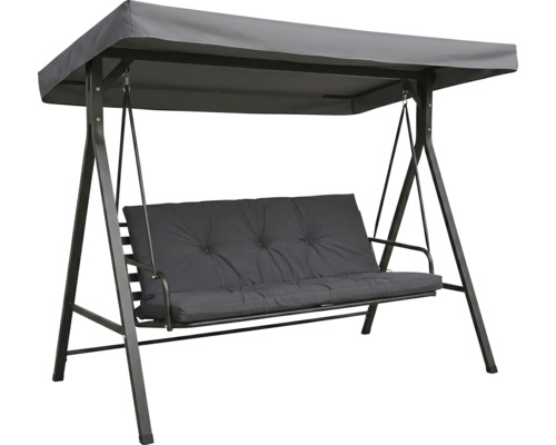 Balansoar de grădină cu acoperiș din material textil și șezut tapițat