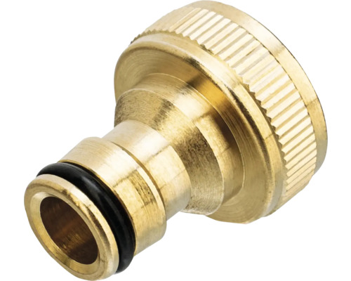 Conector de alamă pentru robinet pentru furtunuri de grădină cu filet interior și cuplă rapidă cu inel de etanșare negru.