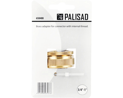 Palisad Logo, adaptor din alamă pentru conector cu filet interior, dimensiune 3/4 inch la 1 inch, suprafață striată.