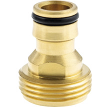 Conector de alamă pentru robinet cu filet exterior și inel de etanșare.