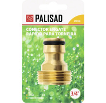 Logo Palisad conector de alamă pentru robinet cu filet exterior trei sferturi inch pentru furtunuri de grădină.