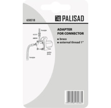 Palisad Logo, adaptor pentru conector din alamă cu filet exterior 1 inch, schemă de montaj pentru pompă de grădină și furtun.