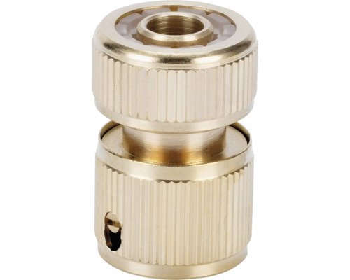 Conector de furtun din alamă cu suprafață striată.