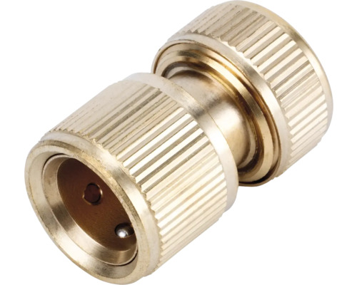 Conector de furtun din alamă cu suprafață striată pentru sisteme de irigații.