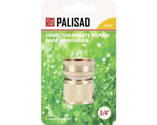 Logo Palisad, conector rapid pentru furtun din alamă cu filet interior de trei pătrimi de inch.