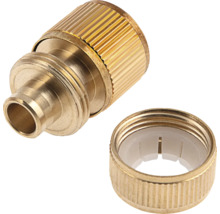 Conector pentru furtun din alamă pentru irigarea grădinii, din două piese cu rizuri.