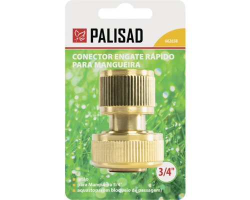 Palisad Logo, conector rapid pentru furtun din alamă, 3/4 inch, cu funcție aquastop.