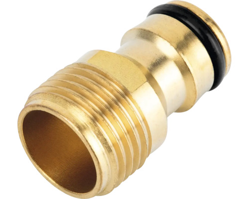 Conector de robinet din alamă cu filet exterior și cuplă rapidă inclusiv inel de etanșare pentru irigarea grădinii.