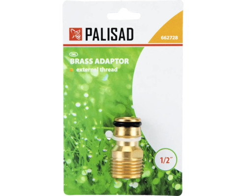 Adaptor Palisad din alamă cu filet exterior, 1/2 inch, pentru conectarea furtunurilor de grădină.