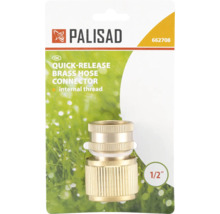 Conector rapid din alamă Palisad pentru furtunuri de grădină cu filet interior, dimensiune 1/2 inch.