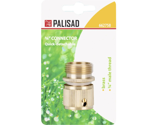 Conector de furtun Palisad din alamă, filet exterior de 3/4 inch, cuplaj rapid.