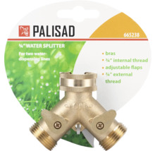 Distribuitor cu 2 căi Palisad din alamă, cu filet interior de 3/4 inch și două filete exterioare de 3/4 inch, reglabil individual.