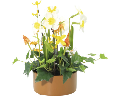 Flori artificiale decorative într-un ghiveci