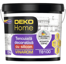 Tencuială decorativă cu silicon Deko Home Vinarom T8100 cu textură de scoarță de copac, 25 kilograme.