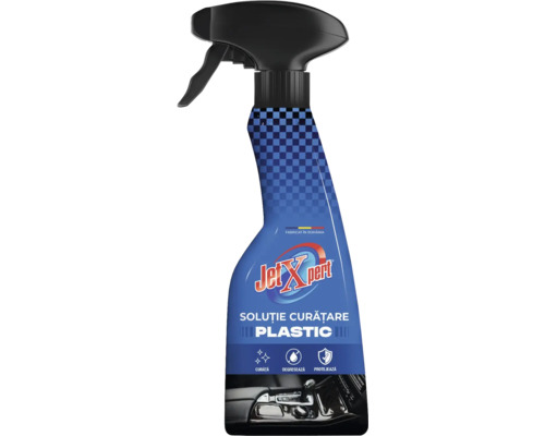 Soluție de curățare plastic JetXpert în flacon cu pulverizator pentru curățare, degresare și protecție.