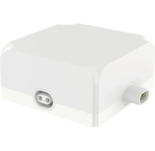 Conector pătrat din plastic alb pentru sisteme de iluminat cu LED cu conexiuni cu doi pini.