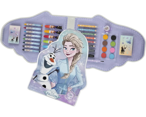 Set de pictură Frozen cu creioane, vopsele și pensule