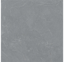 Placă din gresie porțelanată cu aspect de piatră antracit și vene albe.