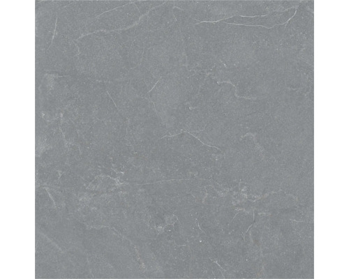 Placă din gresie porțelanată cu aspect de piatră antracit și vene albe.