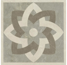 Placă decorativă pătrată cu model floral geometric și aspect de piatră.