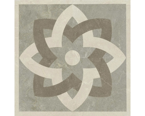 Placă decorativă pătrată cu model floral geometric și aspect de piatră.