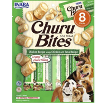 Gustări pentru câini Inaba Churu Bites, pui cu umplutură de ton, bucățele moi cu umplutură cremoasă, pachet de 8, Inaba Logo.