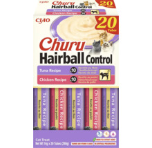 Gustare pentru pisici CIAO Churu Hairball Control, 20 tuburi cu rețetă de ton și pui, pachet de 280 grame, fără cereale, CIAO Logo.
