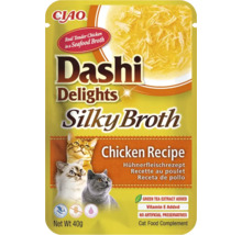 Ciao Logo. Dashi Delights Silky Broth rețetă cu pui, hrană complementară fără cereale pentru pisici, 40 grame.