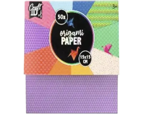 Craft ID Logo, set de hârtie pentru origami cu 50 de foi, diverse modele, format 15 pe 15 centimetri, recomandat de la trei ani.