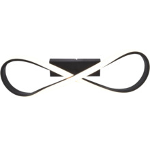 Aplă sau plafonieră LED modernă în formă de simbol al infinitului cu suport negru.