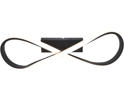 Aplă sau plafonieră LED modernă în formă de simbol al infinitului cu suport negru.