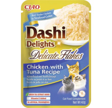 Supliment alimentar pentru pisici Ciao Dashi Delights Delicate Flakes cu pui și ton, fără cereale, plic de 40 grame.