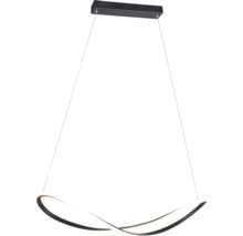 Lustră LED modernă cu cadru negru curbat și bandă luminoasă albă integrată.