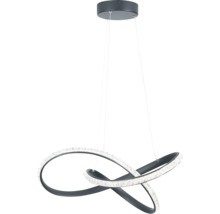 Pendul LED modern în formă de val, cu carcasă neagră și suprafață luminoasă cu aspect de cristal.