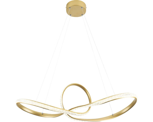 Pendul LED auriu cu design modern ondulat și sursă de lumină integrată.