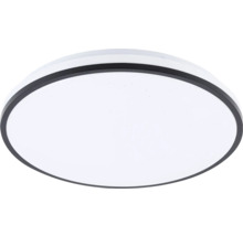 Plafonieră LED rotundă cu ramă neagră și efect de cer înstelat.