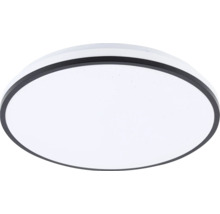 Plafonieră LED rotundă cu ramă neagră și efect de cer înstelat.