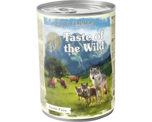 Hrană umedă Taste of the Wild pentru căței, Puppy Formula tocană de vită în sos, fără cereale, conservă