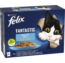 Felix Fantastic hrană pentru pisici cu sortimente de pește în aspic, 12 bucăți