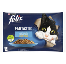 Felix Fantastic hrană pentru pisici cu pește în aspic, pachet de 4